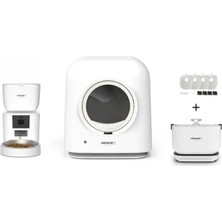 Calperia Akıllı Otomatik Kedi Tuvaleti ve Besleme Seti