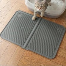 Calperia Büyük Boy Silikon Kum ve Mama Matı - Antrasit Renk