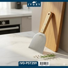 Ivory Paslanmaz Çelik Spatula 21X10 cm – Ahşap Saplı Hamur ve Pasta Spatulası