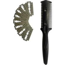 Calperia Siyah Saç Kesim Usturası - Jiletli Tarak ve 10 Adet Jilet