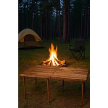 Calperia Katlanır Ahşap Piknik ve Bahçe Masası 70X120 cm - Ceviz Renk