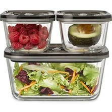 Calperia Borosilikat Cam Vakumlu Saklama Kabı Seti - 3 Farklı Kapasiteli