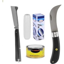 Calperia Ağaç Dal Aşılama Seti - 4 Parça Plastik Saplı Bıçak, Soğuk Aşı Macunu, Şeffaf Bant