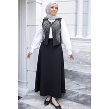 İmaj Butik Siyah Yelek Kombinli Gömlek Etekli 3lü Takım