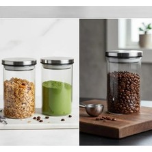 Calperia 700ML Vakumlu Metal Kapaklı Borosilikat Cam Kavanoz - Modern Tasarım
