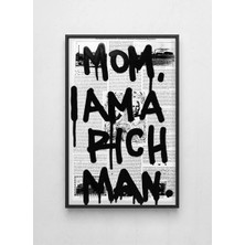 Lamazif Siyah Çerçeveli Modern Tipografi Duvar Tablosu – “mom, I Am A Rich Man” – Minimal & Sanatsal Dekor Poster