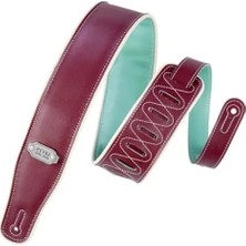 Calperia Ters Çevrilebilir Vinil Gitar Kayışı - Bordo ve Deniz Köpüğü