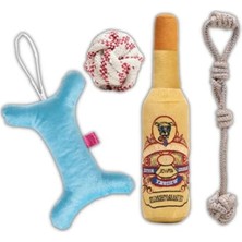 Calperia Dörtlü Köpek Oyuncak Seti - Halat, Top, Peluş ve Kemik