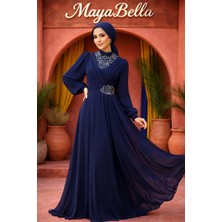 MayaBella Taşlı Şifon Tesettür Abiye