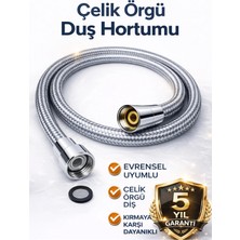DESIPHON 150 cm Çelik Örgülü Duş Hortumu 1/2 Bağlantı 360° Anti Twist Kırılmaz Paslanmaz 5 Yıl Garantili