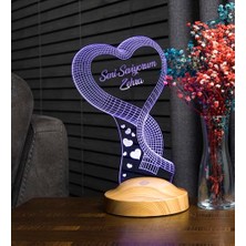 Tek Kalp Sevgiliye Kalpli Hediye, Seni Seviyorum Hediyesi, Yıldönümü Hediyesi, 3 Boyutlu LED Lamba