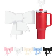 1 Adet Silikon Pipet Kapağı – Stanley Quencher ile Uyumlu 10 mm Pipetler Için – Toz Koruyucu, Fiyonklu Tasarım – Beyaz Renk