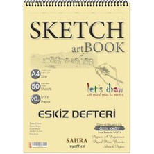 Sahra A4 Spiralli Eskiz Defteri – 50 Yaprak, 90 gr Ince Dokulu Ivory Kağıt Sketchbook