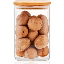 Deconox 1100ML Sızdırmaz Vakumlu Bambu Kapaklı Borosilikat Cam Kavanoz – Hava Geçirmez & Dayanıklı Gıda Saklama Kabı (10CM x 17CM)