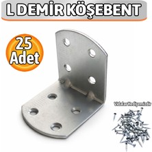 Badem10 L Demir Gönye 25 Adet Oval Başlı 40X45X45 mm Dayanıklı Çelik Mobilya Köşe Bağlantı Aparatı