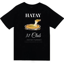 stonedfame Hatay - 31 - Künefe - Mozaik - Şehir Baskılı Unisex %100 Pamuk Siyah T-Shirt