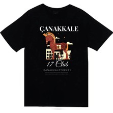 stonedfame Çanakkale - 17 - Troya - Şehitlik - Şehir Baskılı Unisex %100 Pamuk Siyah T-Shirt