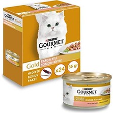 Gourmet Parça Etli Somon Tavuk Kedi Yaş Maması 24X85 gr