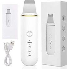 Ultrasonik Yüz Temizleyici - Akne Giderme Cihazı, Peeling Spatula Beyaz