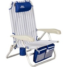 Aygaz Geniş Alüminyum Katlanır Plaj Sandalyesi – 100 kg Kapasiteli Katlanır Şezlong, Hafif ve Dayanıklı – 5 Kademeli Sırt Ayarı, Buzluk, Boyun Yastığı, Bardak Tutucu, Taşıma Omuz Askıları