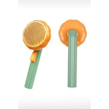 Gobypet Otomatik Temizlenen Pet Tarağı, Basmalı Sistem, Çelik Iğneli, Ergonomik Sap (Turuncu)