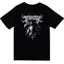 stonedfame Gothic Baskılı Unisex %100 Pamuk Siyah T-Shirt