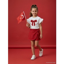 Civil Girls Kolu Fırfırlı 4-9 Yaş Tişört - Kırık Beyaz