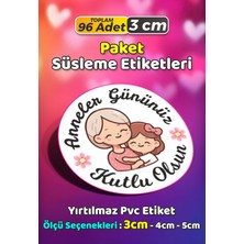 Sb Store Anneler Günü Ambalaj Hediye Paket Süsleme Etiketi Model 8 - 96 Adet 3cm