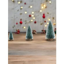 3’lü Çam Ağacı Seti – 15 Cm, 15 Cm, 20 cm Masa Üstü Yılbaşı Süsü, Dekorasyon Ağacı, Yeşil