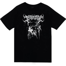 stonedfame Gothic Baskılı Unisex %100 Pamuk Siyah T-Shirt