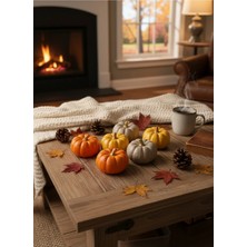 Nura Co 6'lı Dekoratif Kabak Seti Sarı Beyaz Turuncu - Ev Dekorasyonu Masa Süsü Obje