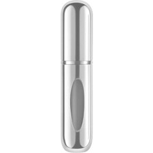 Mini Doldurulabilir Parfüm Şişesi – Taşınabilir Seyahat Boy Atomizer Cep Sprey Seti, Pompalı Dolum Kabı, Kompakt, Sızdırmaz ve Dayanıklı Tasarım (Modern, Gümüş)