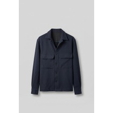 Abluka Online Erkek Relaxed Fit Fitilli Dokulu Çift Cepli Ceket Lacivert
