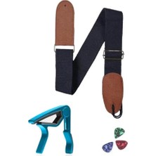 Midex HG21C Siyah Renk Gitar Omuz Askısı Metal Siyah Capo Pena Paketi