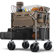 Katlanabilir Vagon Arabası,  217 kg Çift Katlı Vagon, Büyük Tekerlekli Plaj Arabaları ve Yan Cepler ve Çöp Torbası, Alışveriş, Bahçe, Kamp, Balık, Yeni Dalga Spor Vagonu Için Büyük Kapasiteli