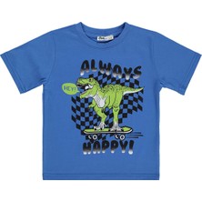 Civil Boys Always Dinazor Basklı 2-5 Yaş Tişört - Mavi