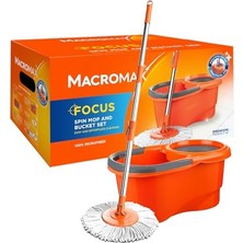Focus Otomatik Temizlik Seti, Pedalsız Döner Sıkmalı 360 Başlıklı Mikrofiber Paspas
