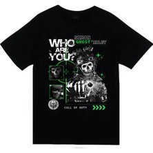 stonedfame Call Of Duty - Ghost - Simon Riley - Oyun Baskılı Unisex %100 Pamuk Siyah T-Shirt