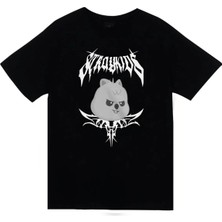 stonedfame Stray Kids Skzoo Han Quokka Karakter Baskılı Unisex %100 Pamuk Siyah T-Shirt