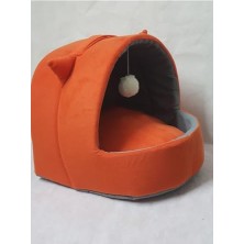 Kedi Köpek Yatağı Yuvası Yıkanabilir Kulaklı NEROPLRKLK2024101, Turuncu, Xl