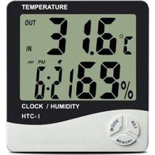 Htc-1 Duvara Asılabilen Saatli Sıcaklık ve Nem Ölçer Termometre Higrometre