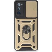 Newface Samsung Galaxy S20 Fe Kılıf Pars Lens Yüzüklü Silikon - Gold