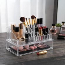 Tuba Toptaş Deconox 17 Bölmeli Şeffaf Akrilik Makyaj Düzenleyici - Tek Çekmeceli Kozmetik Organizeri | Ruj, Fırça, Fondöten, Palet Saklama Kutusu (23X14X14 Cm) 611