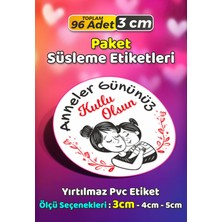 Sb Store Anneler Günü Ambalaj Hediye Paket Süsleme Etiketi Model 17 - 96 Adet 3cm