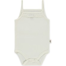Kujju Civil Baby Ip Askılı Dantelli 12-24 Ay Kız Çıtçıtlı Badi - Ekru