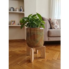 Ahşap Saksı Standı - 4 Renk 25 cm x 15 cm Saksılık - Saksı Altlığı , Bitki Standı ve Çiçeklik
