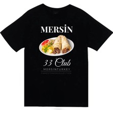 stonedfame Mersin - 33 - Tantuni - Kızkalesi - Şehir Baskılı Unisex %100 Pamuk Siyah T-Shirt