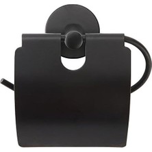 Promosyonca Metal Tuvalet Kağıtlığı, Siyah, Tuvalet Kağıdı Askısı, 12,3 x 13 cm
