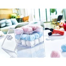 Deconox Şeffaf Akrilik Kare Pamuk ve Kulak Çubuğu Organizeri, Pamukluk ve Kutusu