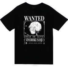 stonedfame One Piece - Vinsmoke Sanji - Anime Baskılı Unisex %100 Pamuk Siyah T-Shirt